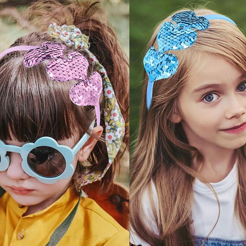 Flgo Băng Đô Cài Tóc Hình Trái Tim Đính Kim Sa Lấp Lánh Nhiều Màu Sắc Sáng Tạo Dành Cho