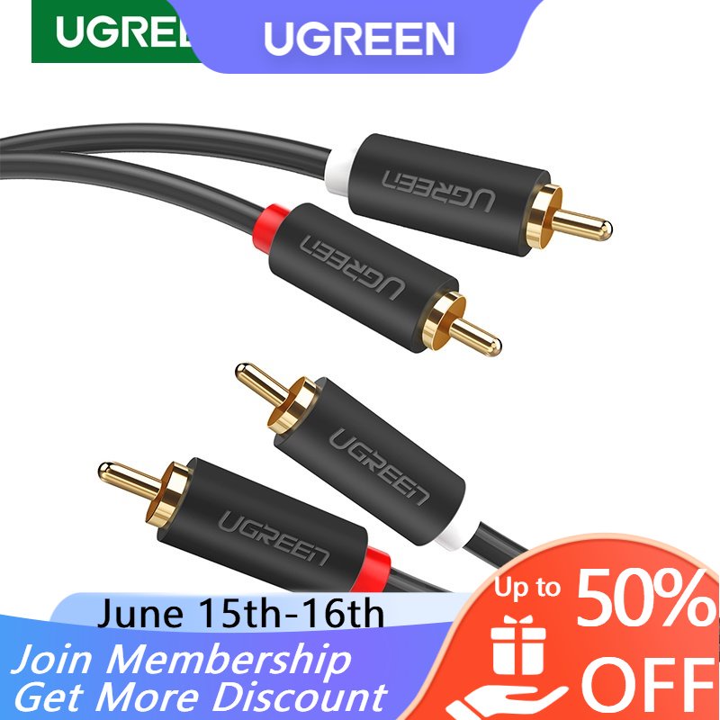 Dây cáp âm thanh nổi UGREEN chuyển đổi 2 RCA sang 2 RCA thiết kế tiện lợi