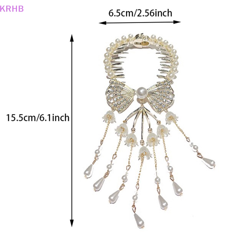 Kẹp Tóc Đính Hoa Phối Tua Rua Phong Cách Hàn Quốc Cho Nữ Mới