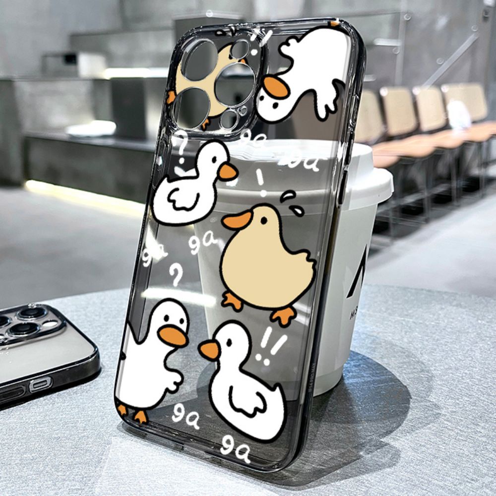 Ốp Điện Thoại TPU Mềm Chống Dấu Vân Tay In Hình Vịt Hoạt Hình Cho IPhone 11 14 13 12 Pro Max XS XR 7 8 Plus