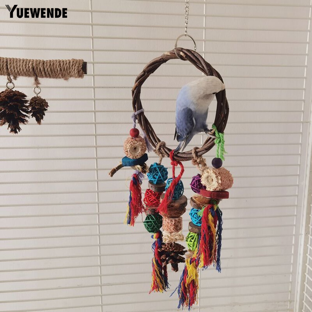 Đồ Chơi Treo Bằng Gỗ Tự Nhiên Nhiều Màu Sắc Cho Vẹt