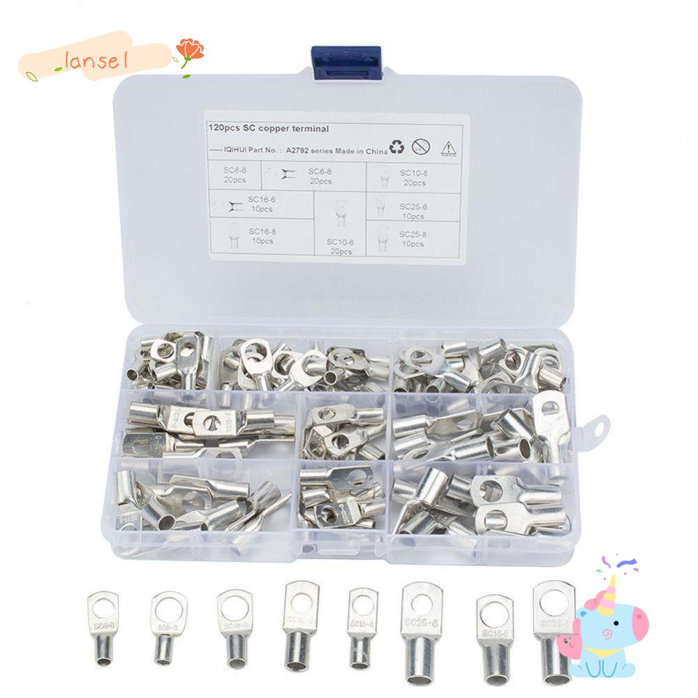 Set 120 Đầu Nối Dây Điện Bằng Đồng 4 Loại 8 Kích Cỡ Chuyên Dụng