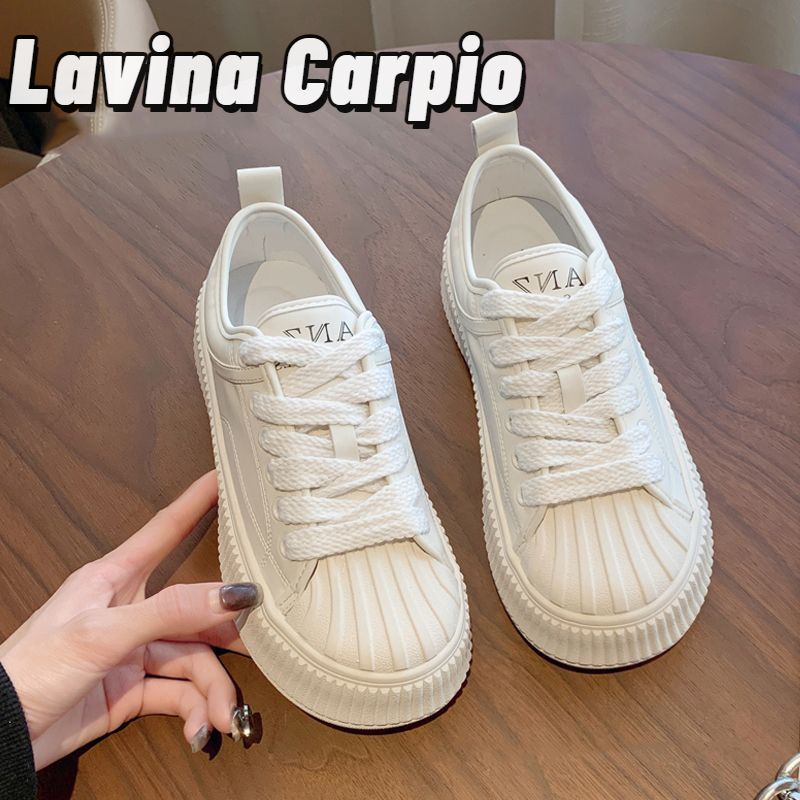 Lavina Carpio Giày Thể Thao Đế Dày Màu Trắng Mũi Vỏ Sò Đơn Giản Dễ Phối Đồ Cho Nữ