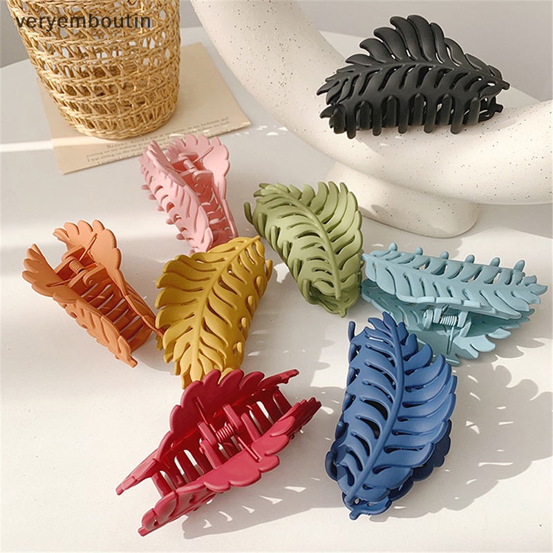 Kẹp Tóc Càng Cua Màu Trơn Hình Chiếc Lá Thời Trang Cho Nữ