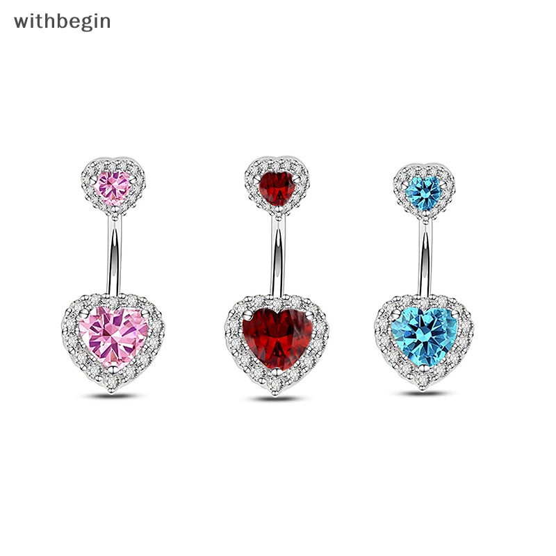 Khuyên Rốn Hình Trái Tim Đôi Bằng Thép Không Gỉ Cá Tính Cho Nữ