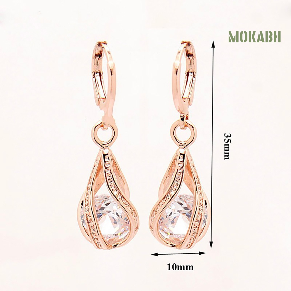 Bông Tai Dáng Dài Hình Giọt Nước Đính Đá Zircon Thời Trang Cho Nữ
