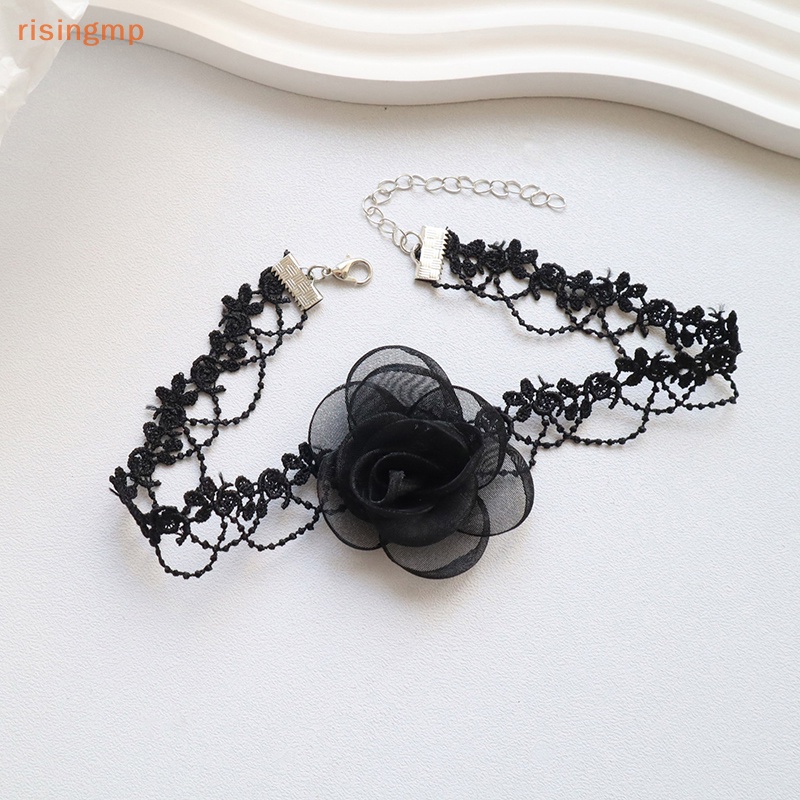 Vòng Cổ Choker Ren Hoa Trà Đen Phong Cách Gothic Quyến Rũ Cho Nữ