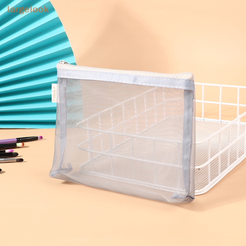 Túi Lưới Đựng Bút / Mỹ Phẩm Có Khóa Kéo Tiện Dụng Mang Theo Du Lịch