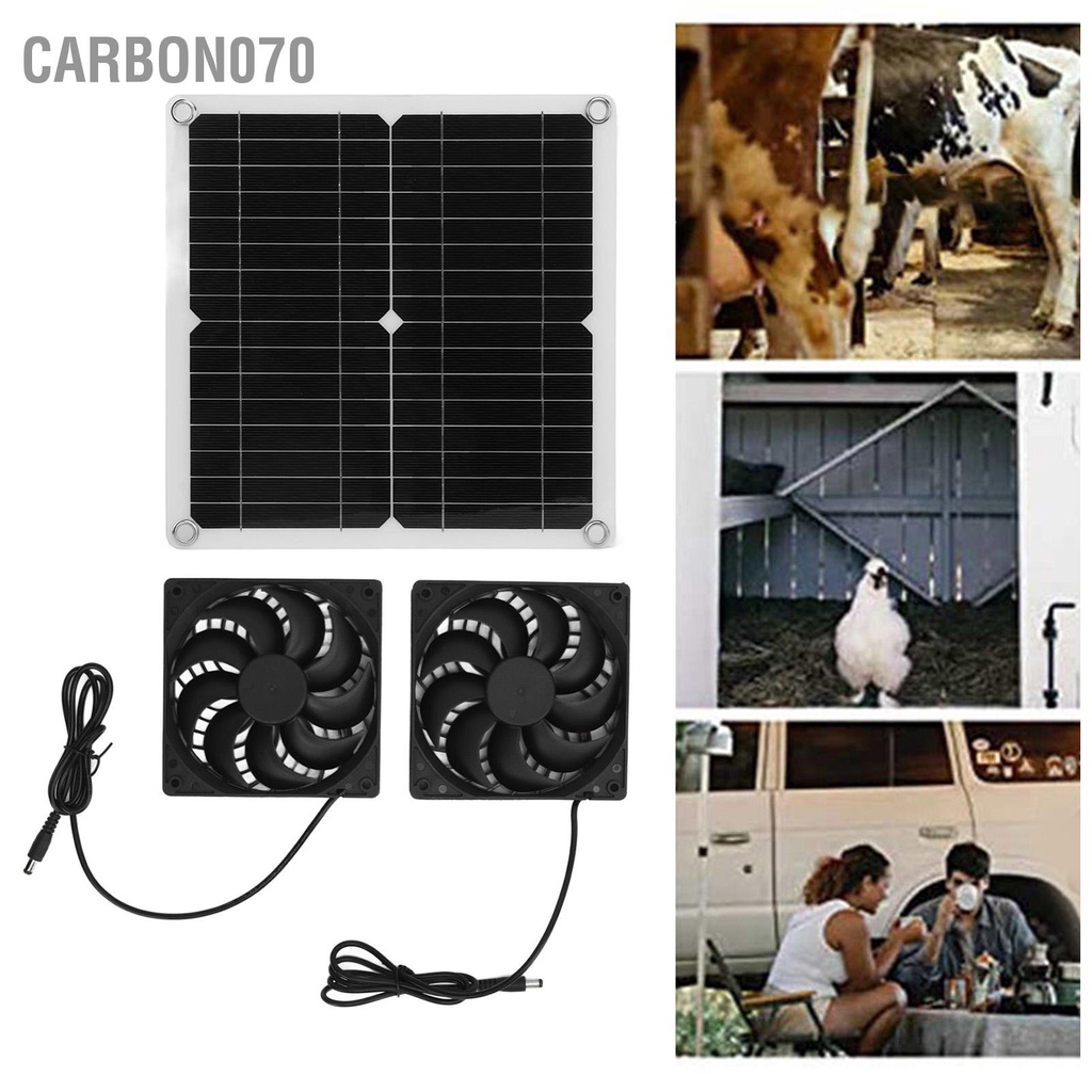 Carbon070 Bộ quạt năng lượng mặt trời 20W Tốc độ chuyển đổi cao Bảng điều khiển di động nhẹ với 2 hút cho RV Dog House