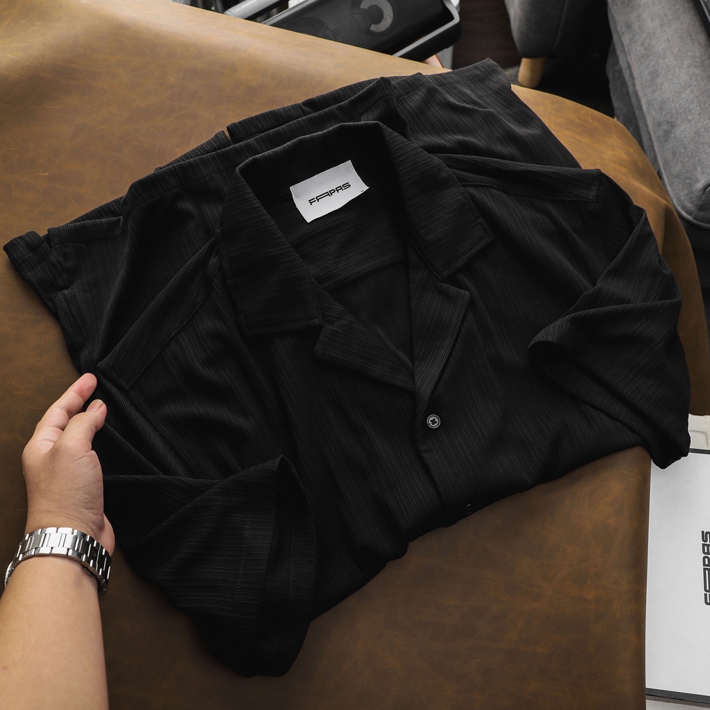 Áo Sơ Mi Nam Tay Ngắn Chun Chéo Thoáng Mát First FAPAS