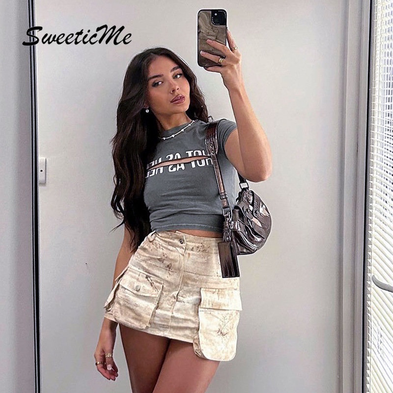 Áo Thun Tay Ngắn Cổ Tròn Dáng Ôm In Chữ Thời Trang 2023 Quyến Rũ Cho Nữ