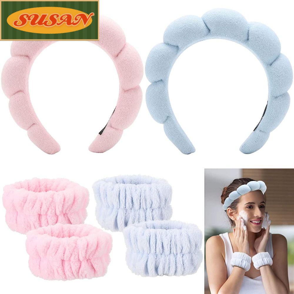 Băng Đô Xốp Dạng Xoắn Màu Trơn Không Trượt Dùng Rửa Mặt / Spa Cho Nữ