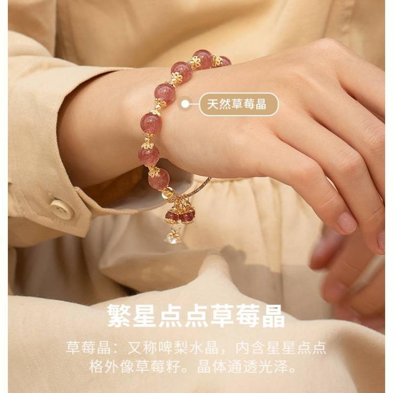 Lắt tay thạch anh dâu tây Thạch anh tình yêu vòng tay nữ vòng tay phong thuỷ Vòng Tay Pha Lê vòng đá phong thuỷ vòng tay chuỗi hạt vòng tay may mắnvòng tay đôi bạn thân