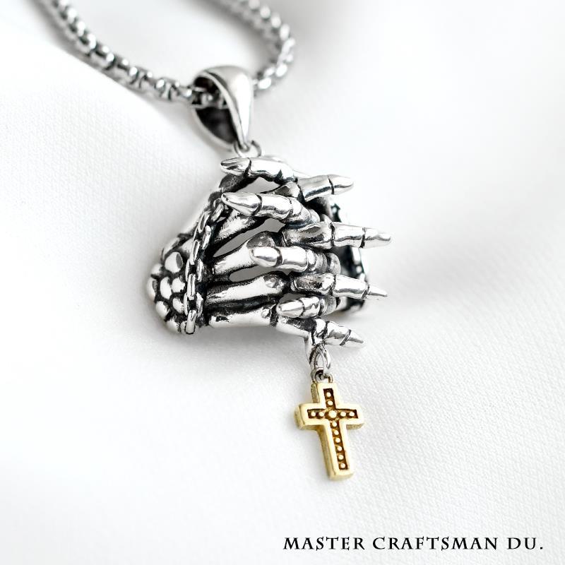 Dây Chuyền Mặt Hình Bàn Tay Và Đầu Lâu Phong Cách Punk Hip Hop Cao Cấp Dành Cho Nam Nữ