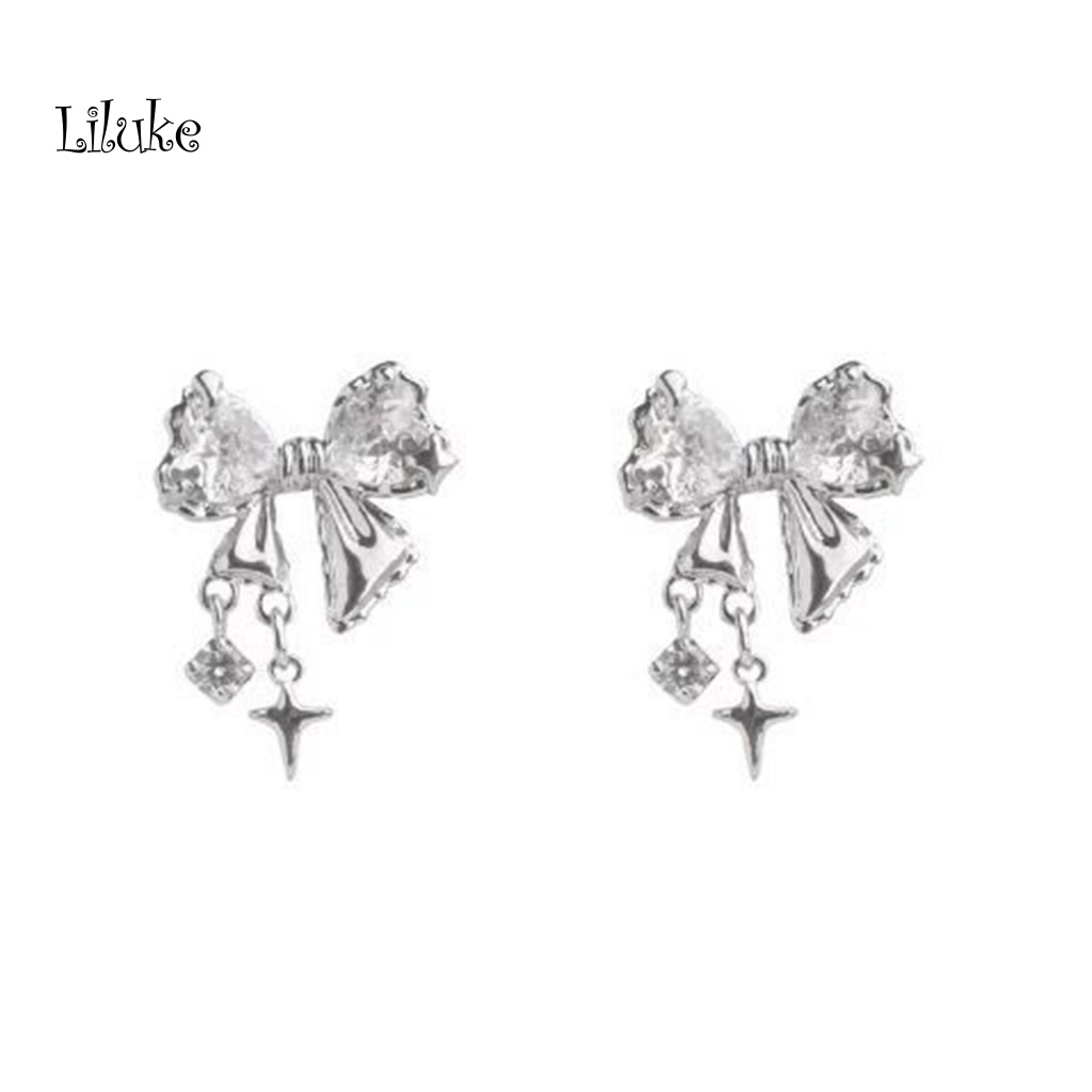 1 Đôi Bông Tai Dáng Dài Đính Đá Zircon Thời Trang
