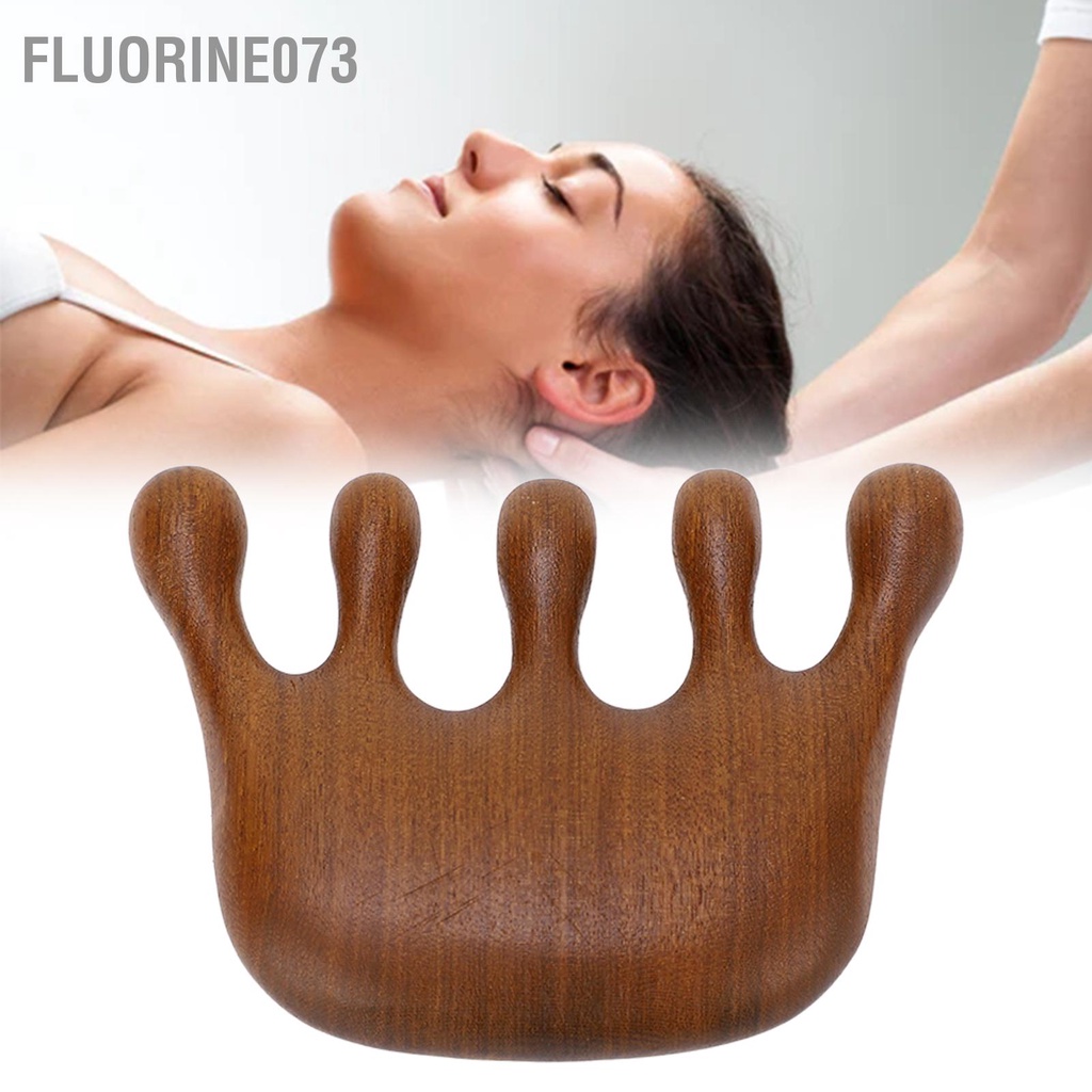 Fluorine073 Gỗ Đàn Hương Cạo Da Đầu Lược Massage Nam Nữ Di Động Êm Ái Răng Rộng Gua Sha Cho Cổ