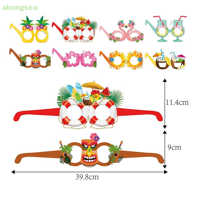 Set 8 Mắt Kính Bằng Giấy Dùng Trang Trí Tiệc Phong Cách Hawaiian