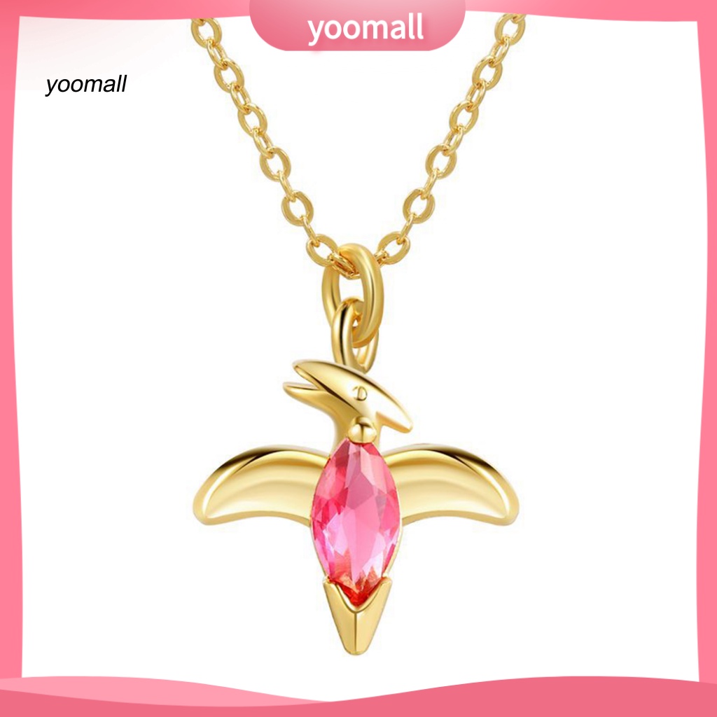 Yo / Vòng cổ Mặt Hình Khủng Long Đính Đá Zircon Mạ Điện Lâu Trôi Mặc Hàng Ngày