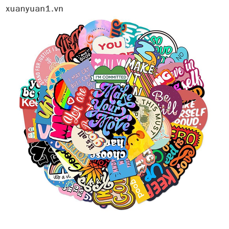 Set 50 Miếng Dán In Câu Nói Bằng Tiếng Anh Độc Đáo