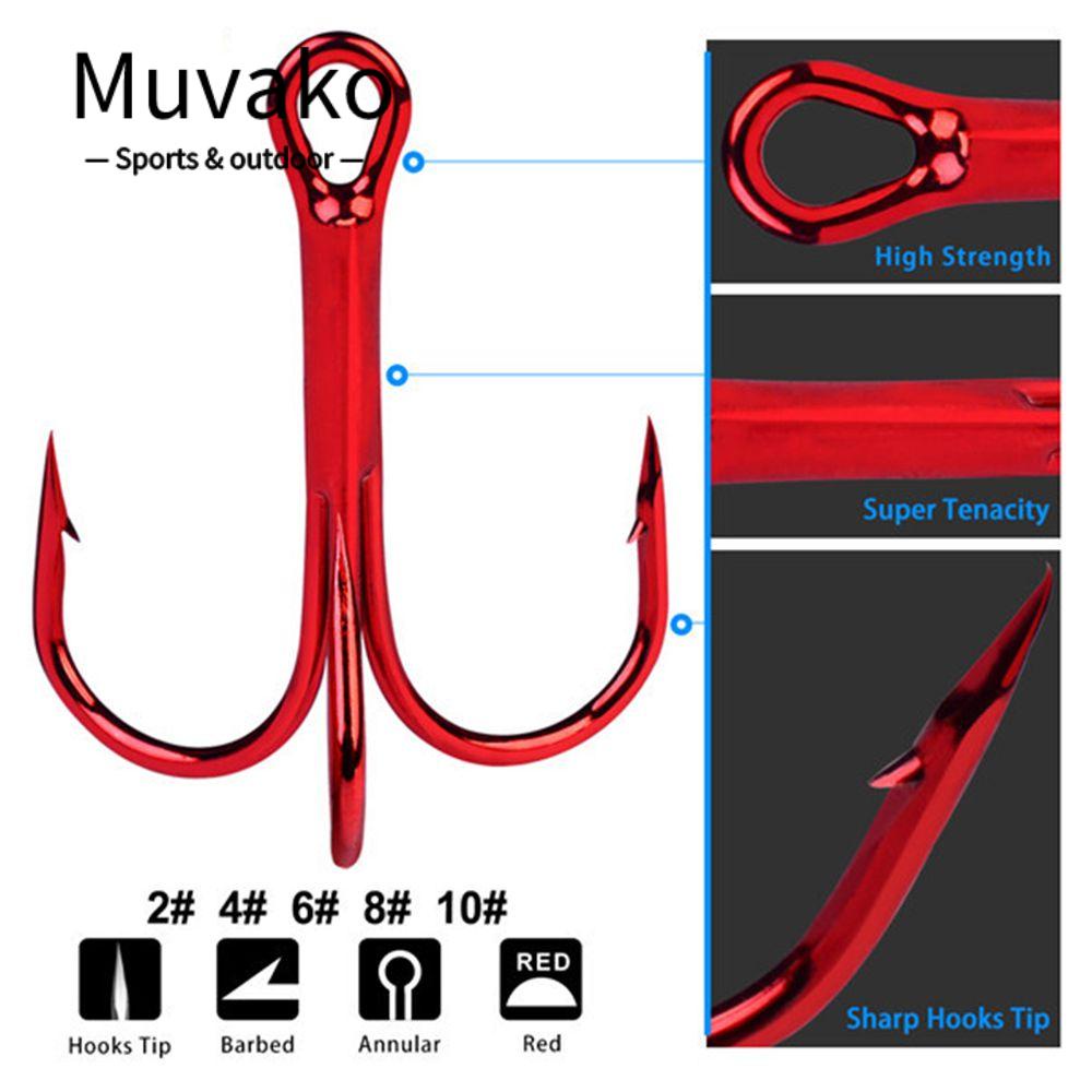 MUVAKO Hộp 15 Móc Câu Cá Ba Lưỡi Siêu Sắc Bén Tiện Dụng