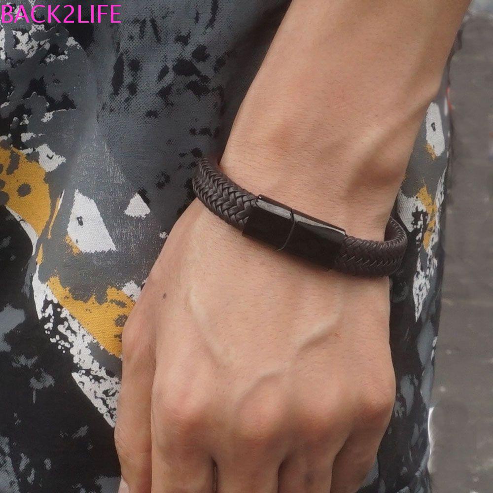 Vòng Tay Da 20.5 cm 20.5Cm Màu Đen / Nâu Phong Cách Vintage Dành Cho Nam Và Nữ