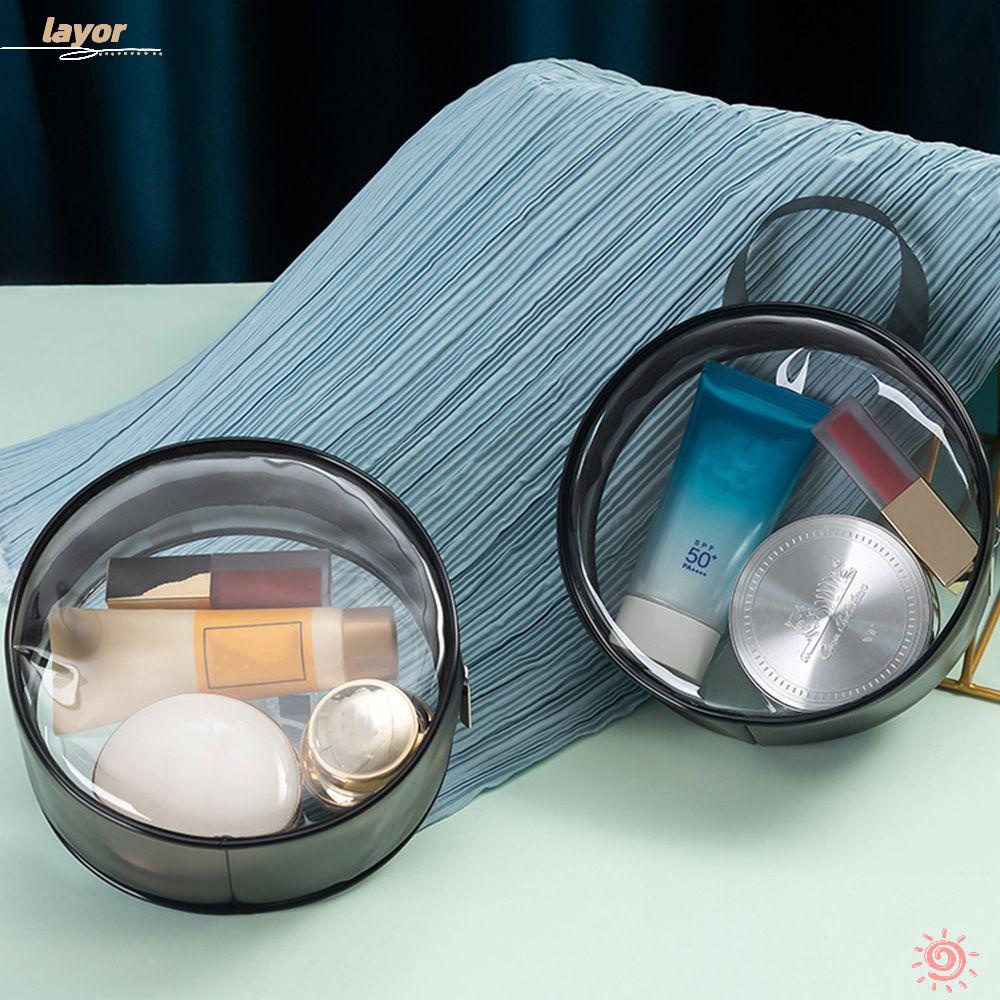 Set 2 Túi Tròn Mini Bằng PVC Trong Suốt Đựng Mỹ Phẩm Có Khóa Kéo Tiện Dụng