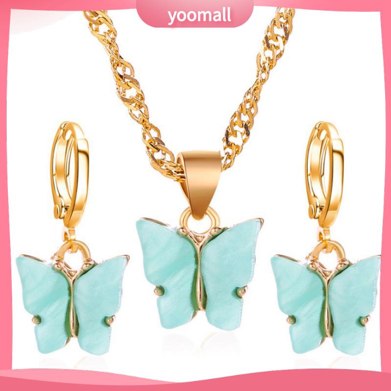 Bộ Vòng cổ + Bông Tai Hình Bướm Nhỏ Xinh Ngọt Ngào