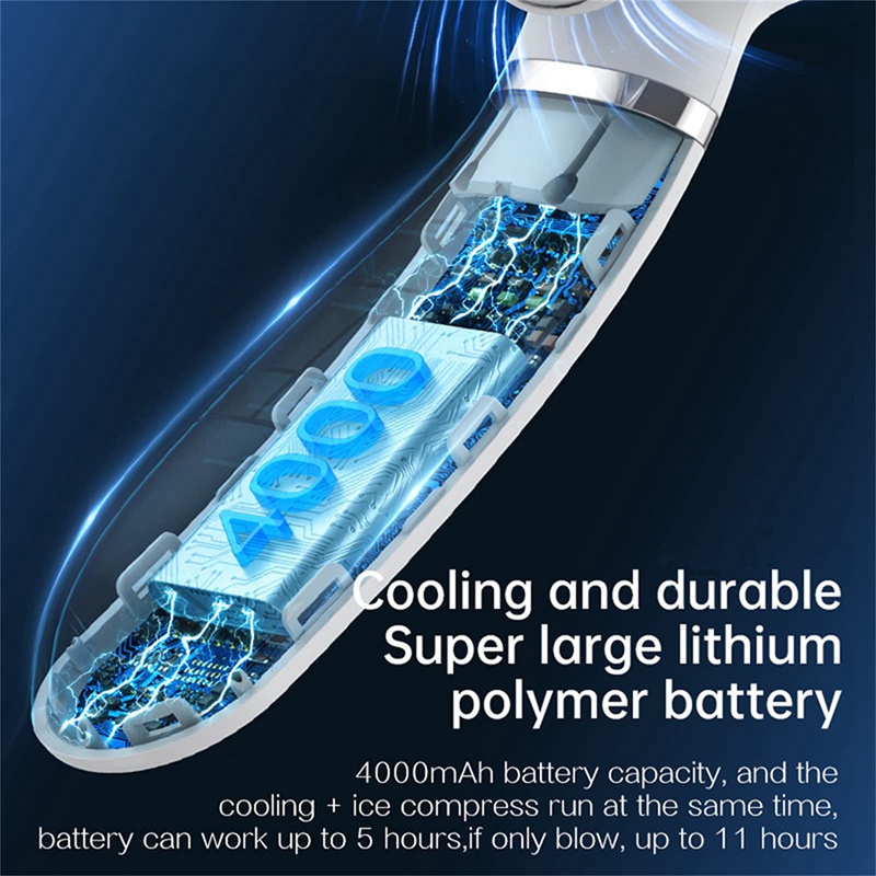 Quạt Làm Mát Đeo Cổ 4000MAh Màu Trắng Tiện Dụng Mang Theo Du Lịch Cắm Trại