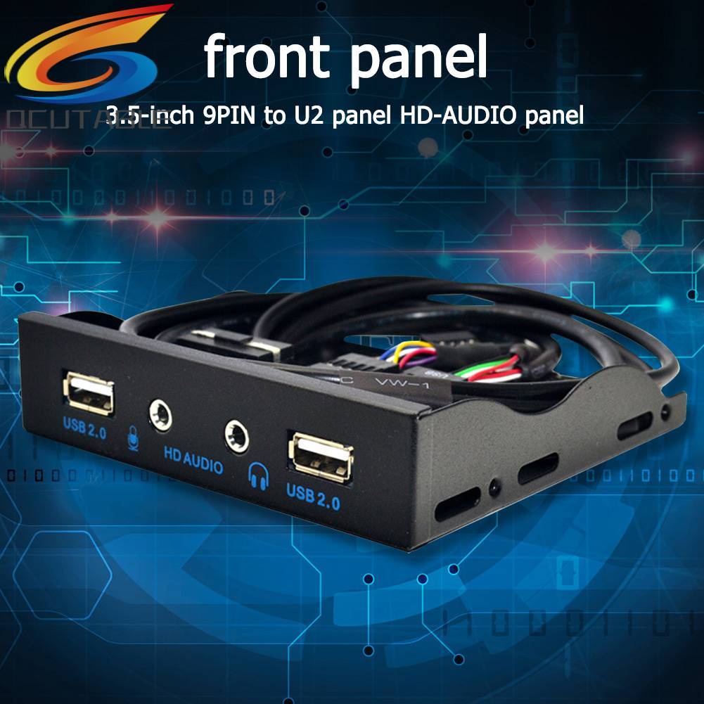 Bảng Điều Khiển Âm Thanh 3.5 inch 9Pin Sang 2 USB 2.0 Bay HD Audio 3.5mm