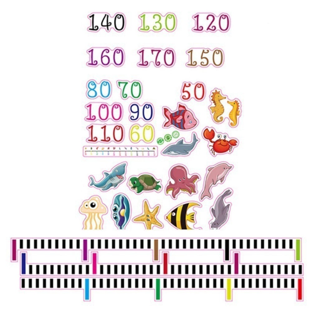 Miếng Dán Tường Bằng PVC Đo Chiều Cao Hình Động Vật Biển Hoạt Hình Cho Bé