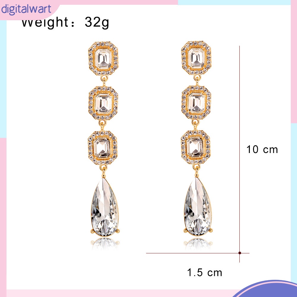 [DG] Bông Tai Dáng Dài Đính Kim Cương Hình Giọt Nước Siêu Lấp Lánh Phong Cách Âu Mỹ Thời Trang Cao Cấp Dành Cho