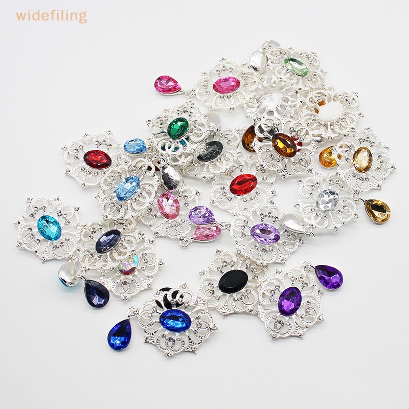 Mặt Dây Chuyền Phẳng Bằng Hợp Kim Bạc Đính Đá 34 * 56mm Dùng Làm Phụ Kiện Trang Trí Tóc DIY