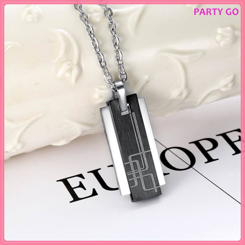 Vòng cổ Kim Loại Đen Mặt Hình Học Cho Nam