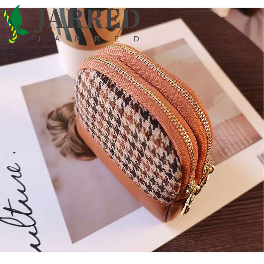 JARRED Ví Đựng Tiền Xu Hai Lớp Bằng Vải Canvas Có Khóa Kéo Thời Trang Dành Cho Nữ