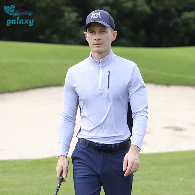 Galaxy Áo Thun Thể Thao Dài Tay Cổ Đứng Phối Màu Tương Phản Thoáng Khí Có Khóa Kéo Thời Trang Cho Nam