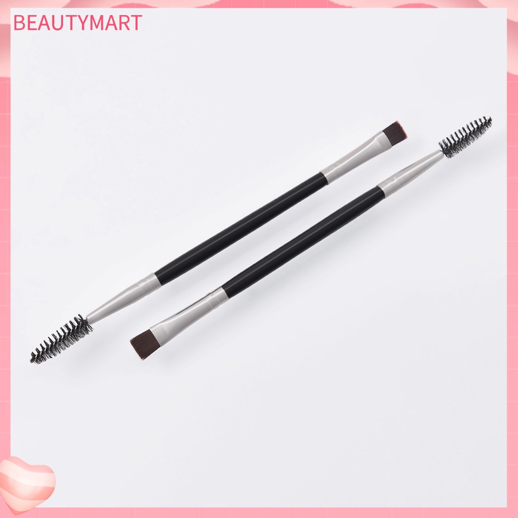 Set 2 Cọ Trang Điểm Lông Mi Thiết Kế Xoắn Ốc Màu Bạc / Đen Thiết Kế Tay Cầm Bằng Gỗ Tiện Lợi Dành Cho Nữ