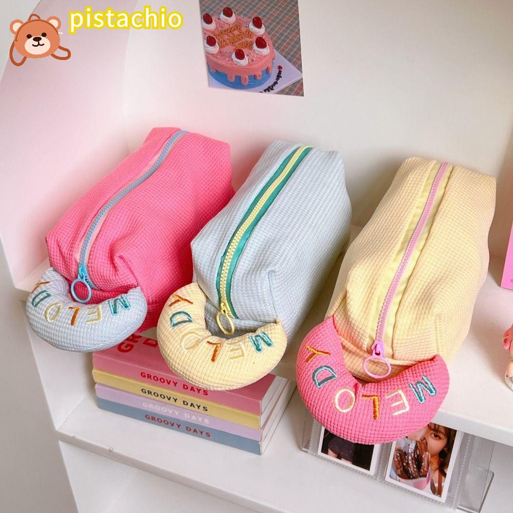 PISTA Túi Đựng Bút / Đồ Trang Điểm Màu Sắc Tương Phản Sức Chứa Lớn Tiện Dụng Cho Văn Phòng