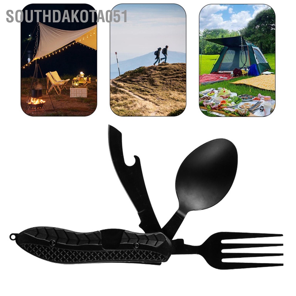 Southdakota051 Dụng Cụ Cắm Trại 4 Trong 1 Bằng Thép Không Gỉ Có Thể Gập Lại Tháo Rời Dao Đa Năng Cho Du Lịch Dã Ngoại Ngoài Trời