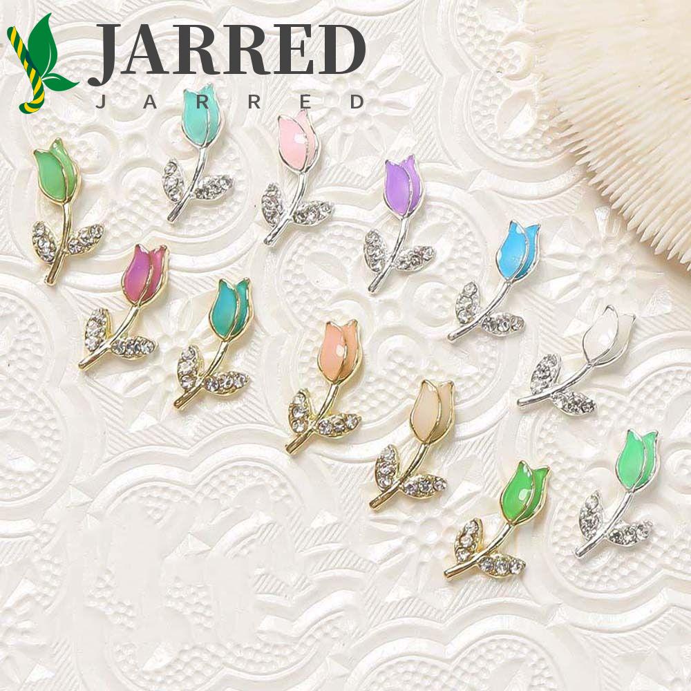 JARRED Phụ Kiện Trang Trí Móng Tay Hình Hoa Tulip Bằng Hợp Kim Thời Trang