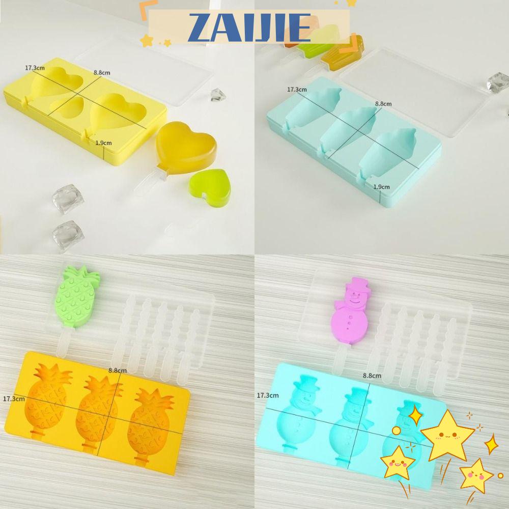 ZAIJIE24 Bộ 4 Khuôn Silicone Làm Kem Không BPA