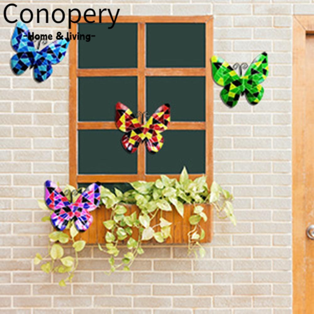 CONOPERYMóc Treo Đồ Gắn Tường Bằng Kim Loại 7.9 Inches Hình Bướm Bốn Màu Trang Trí Nhà Cửa
