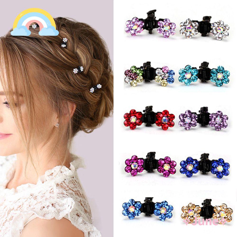 JUNE Set 12 Kẹp Tóc Đính Đá Lấp Lánh Thời Trang Cho Nữ