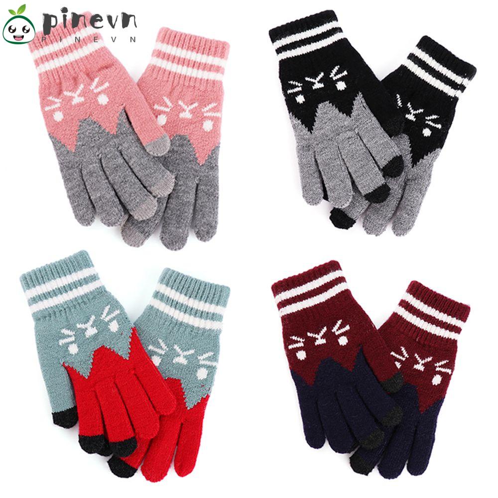 PINEVN Đôi Găng Tay Đan Len Ấm Áp Xinh Xắn Cho Nữ