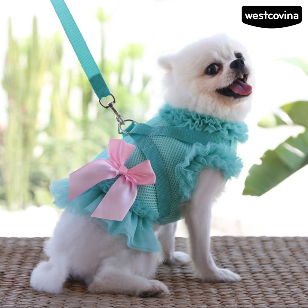 [COD]♞1 Bộ Dây Dắt Thú Cưng Đi Dạo Thiết Kế Thắt Nơ Thoáng Khí