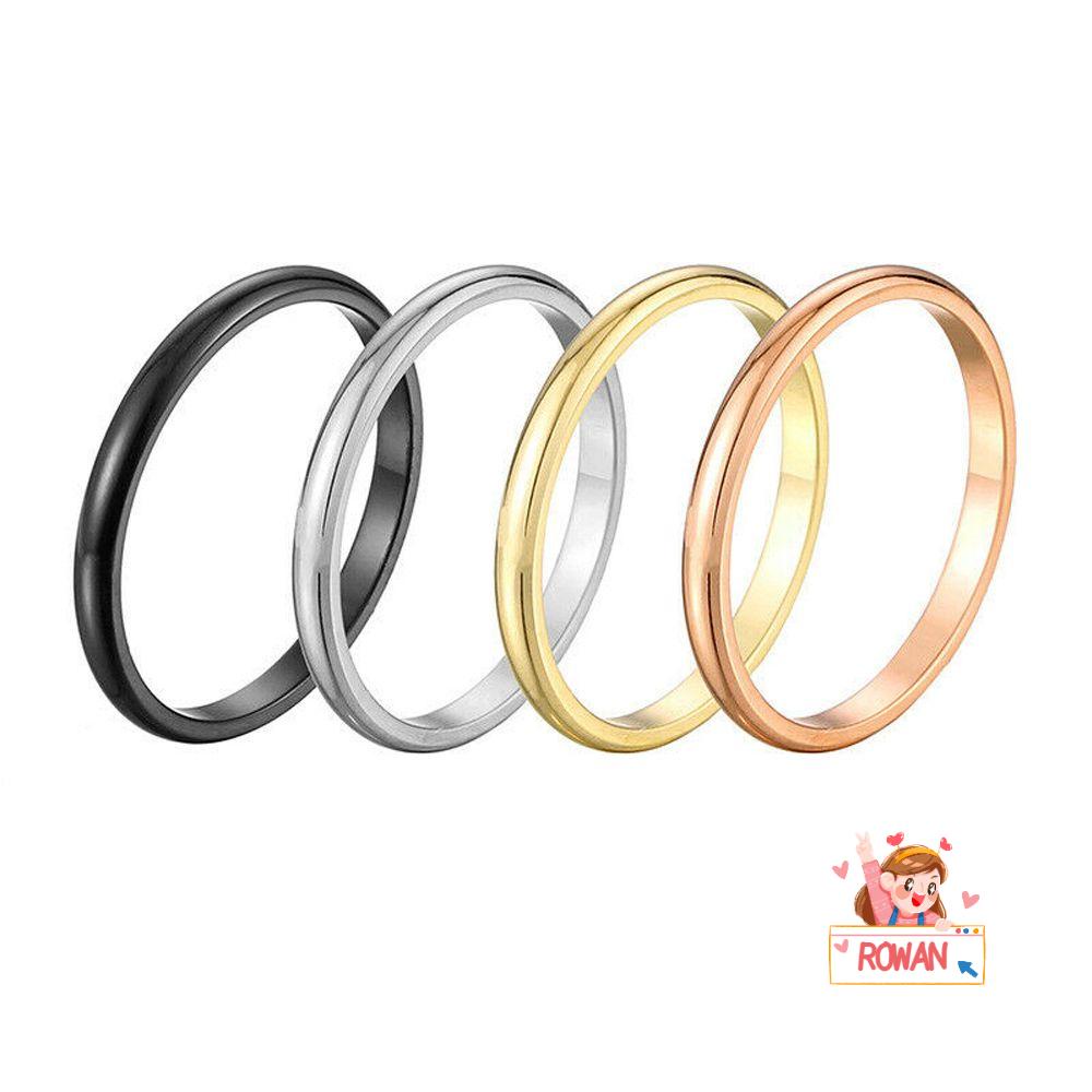 ROWANS Nhẫn Hợp Kim Mỏng 2MM Thiết Kế Đơn Giản