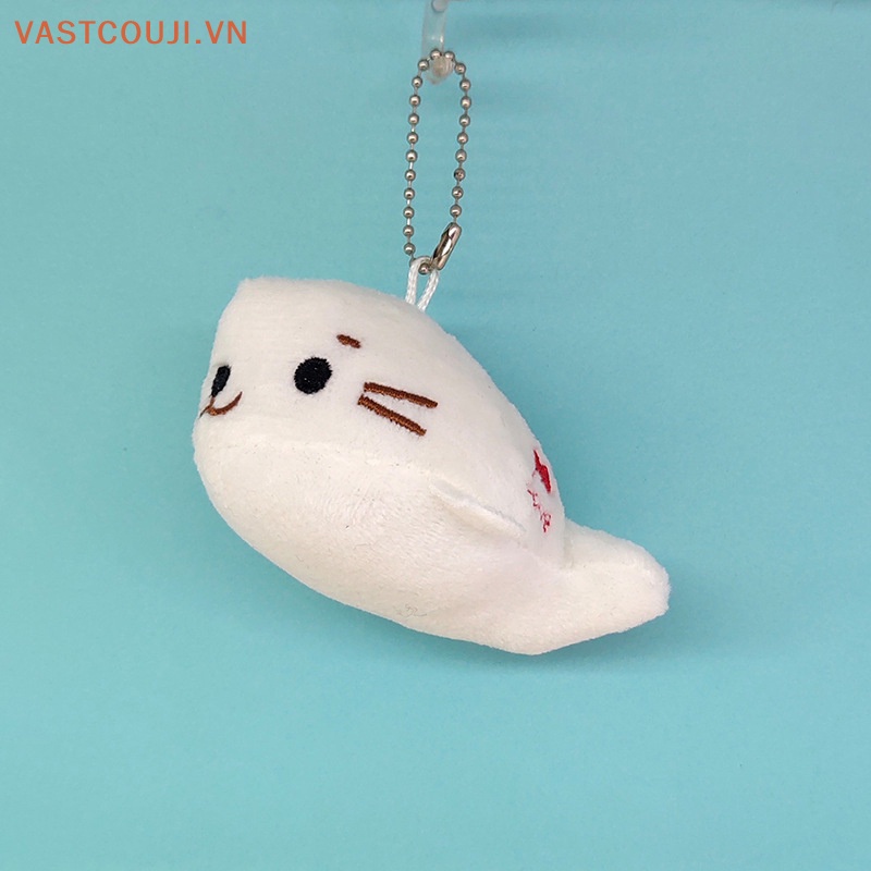 Vastji 1 Cái Màu Trắng Nhỏ Dễ Thương 10cm Approx. Móc Khóa Hình Đồ chơi nhồi bông Đáng Yêu