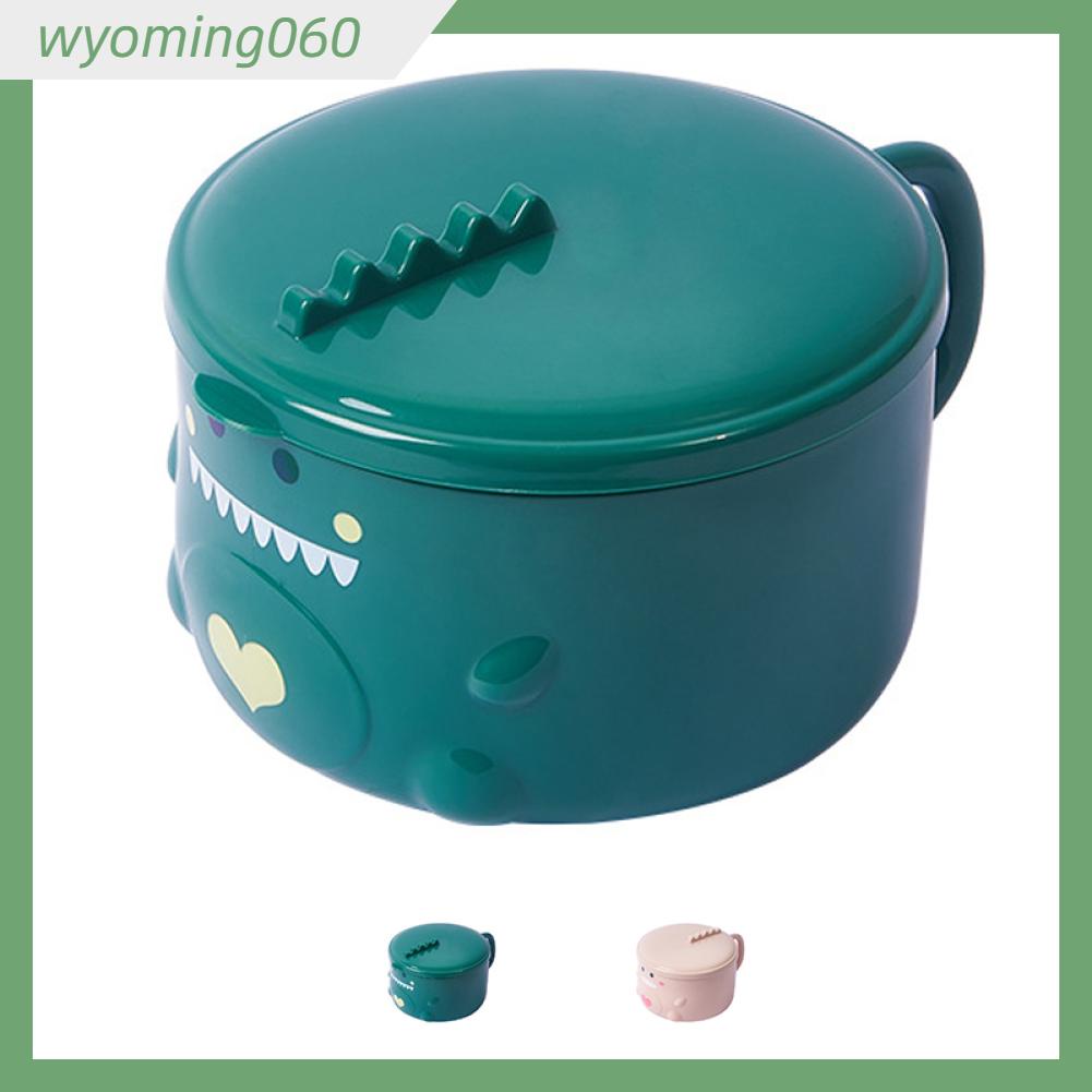 Wyoming060 Bát mì hình khủng long hoạt bên trong bằng thép không gỉ có tay cầm và nắp đậy cho trường học gia đình