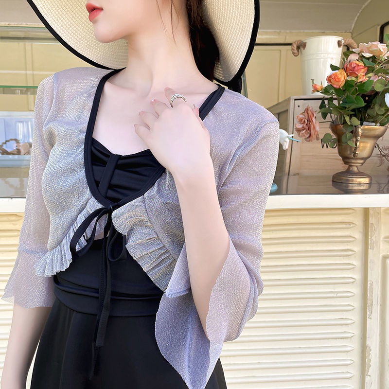 Bộ Đồ Bơi Tay Dài Che Bụng Chất Liệu Mỏng Nhẹ Thời Trang Mùa Xuân Xinh Xắn Cho Nữ