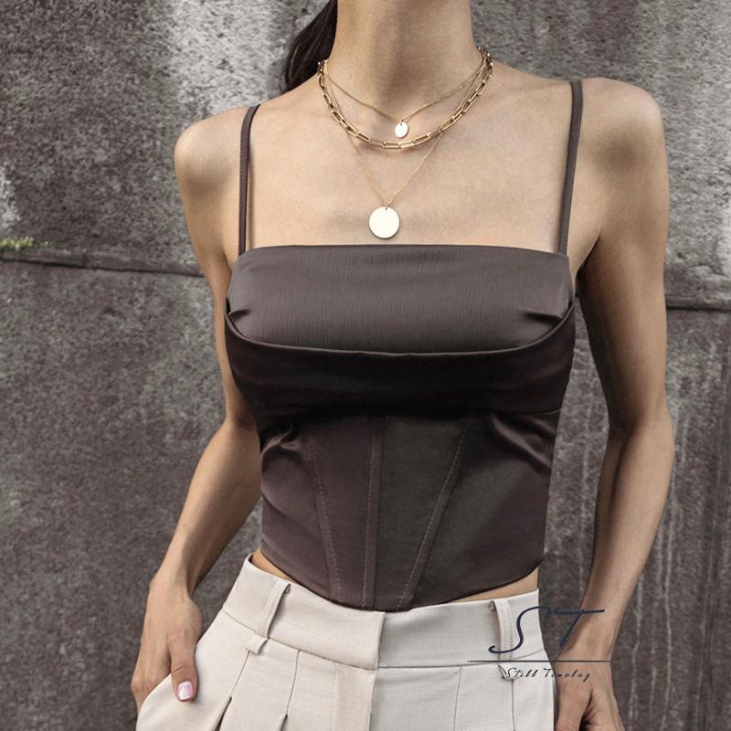 Áo Tank Top Hai Dây Cổ Vuông Viền Độc Đáo Phong Cách Đường Phố CY03