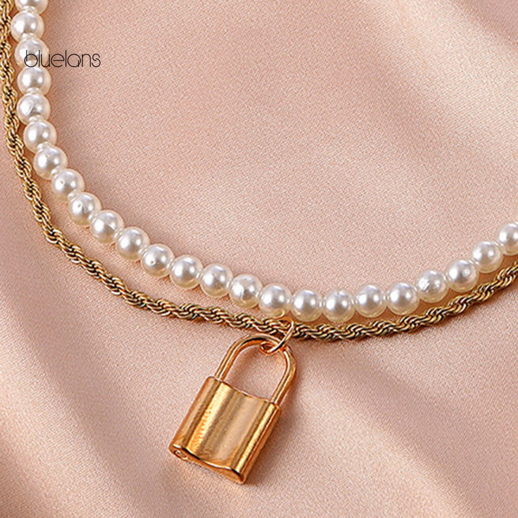 Vòng cổ Hai Lớp Đính Ngọc Trai Nhân Tạo Thời Trang Dành Cho Nữ